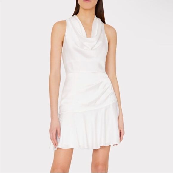 Milly NWT Nia Satin Cowl Dress in White Size 8 - Picture 1 of 7